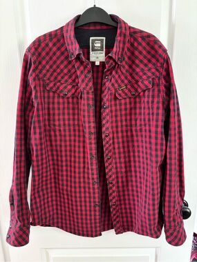 G-Star Red and Black Checked Flannel Shirt